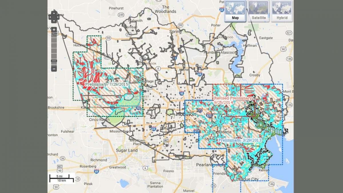 mapa de inundacións en Houston
