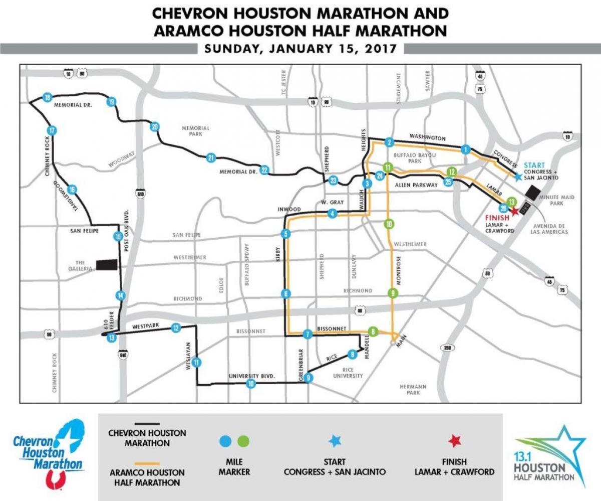 mapa de Houston maratón
