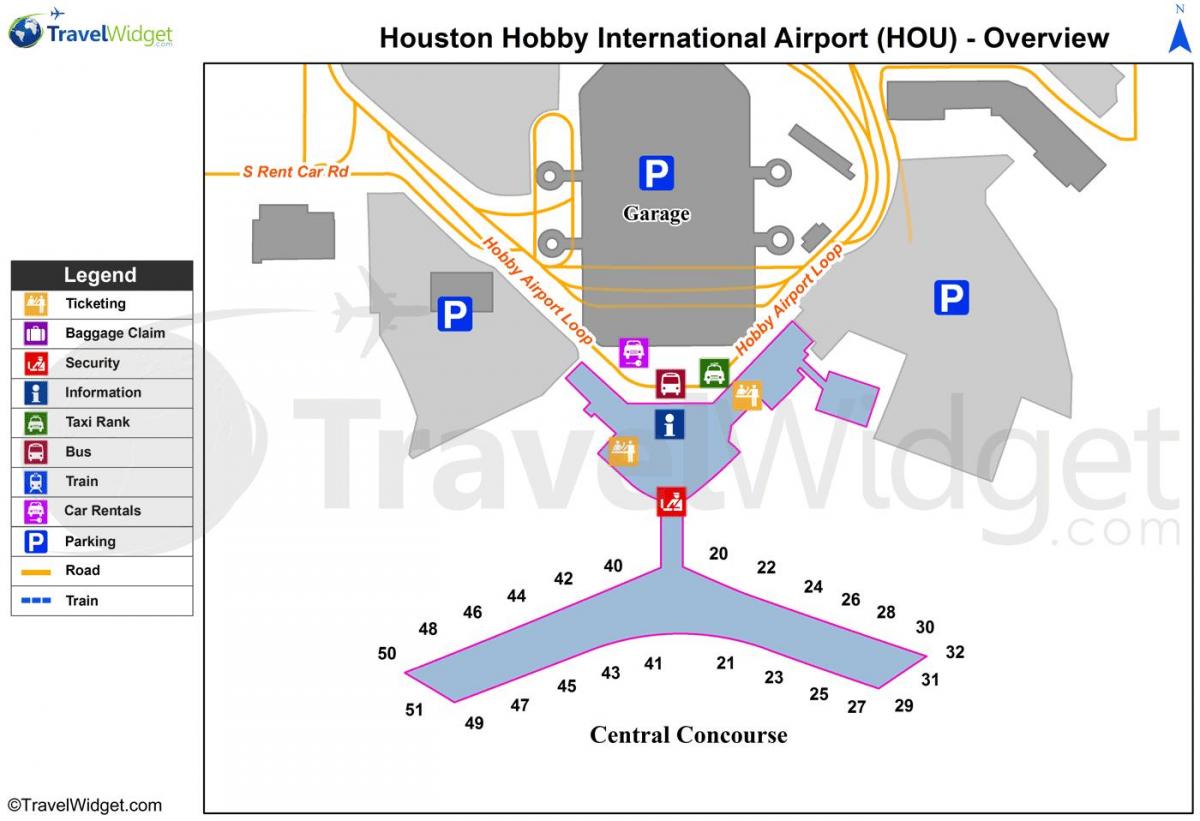 mapa de Houston aeroporto