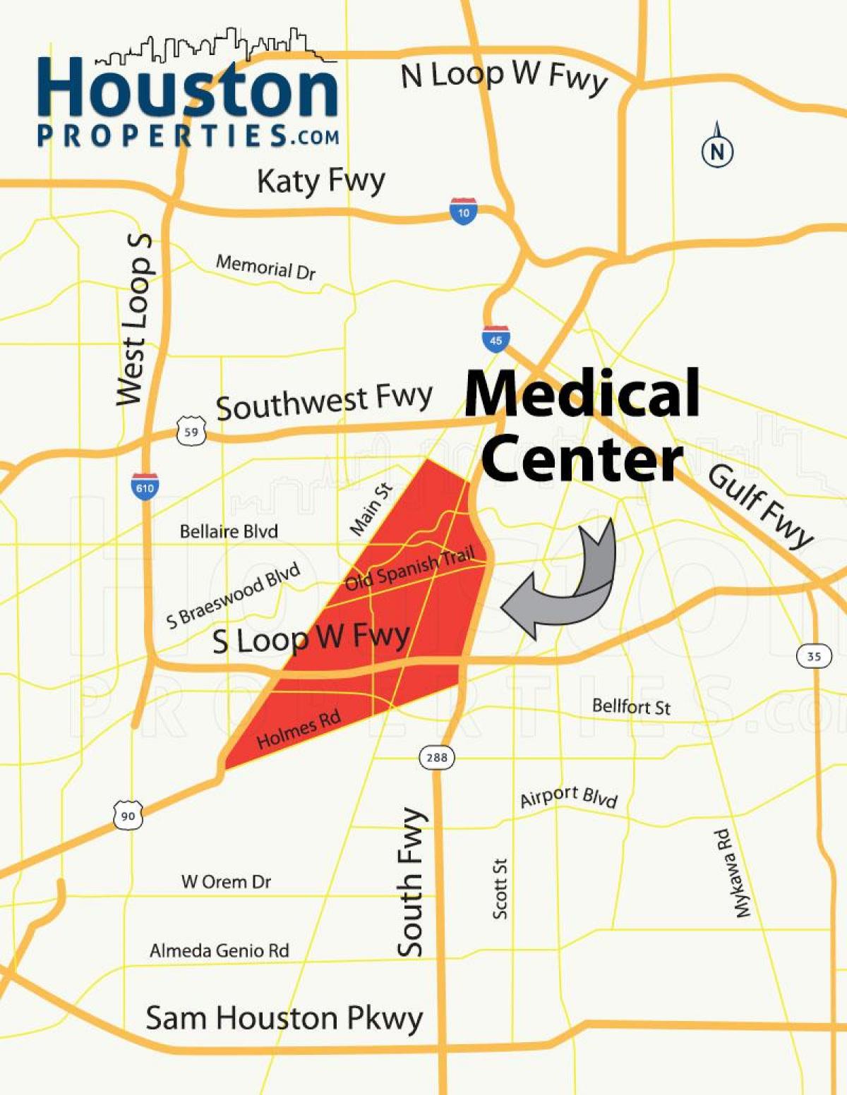 mapa de Houston centro médico