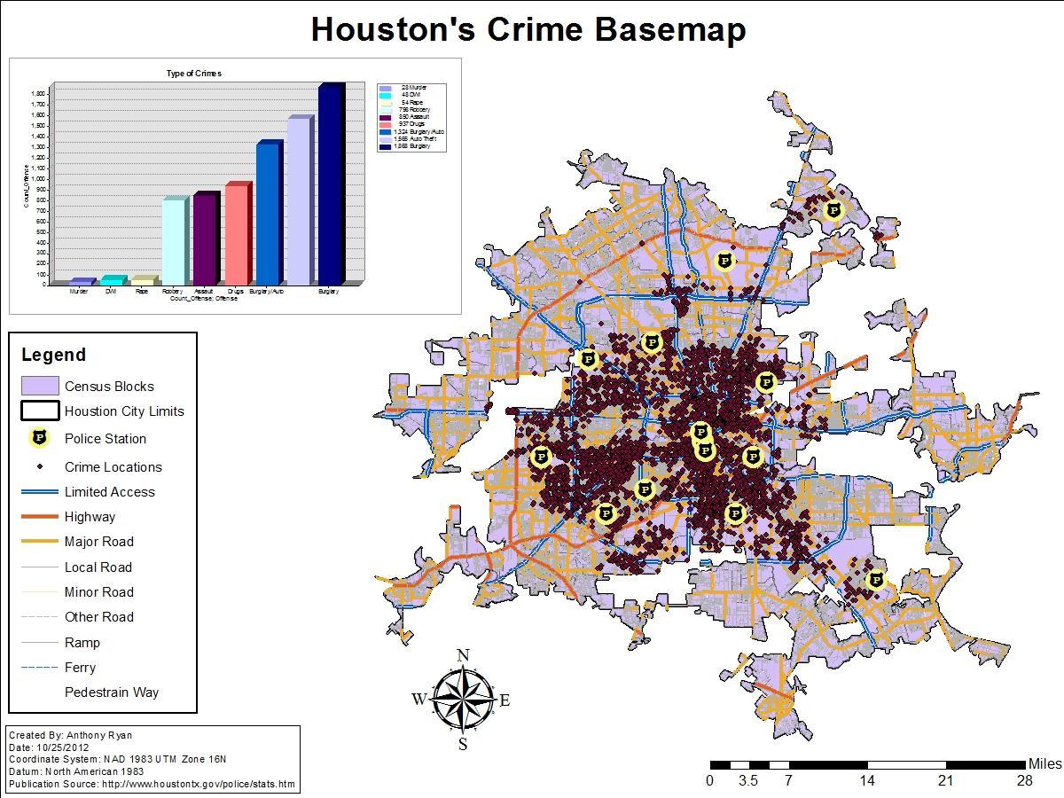 Houston taxa de criminalidade mapa