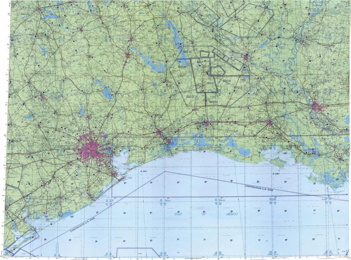 mapa topográfico de Houston