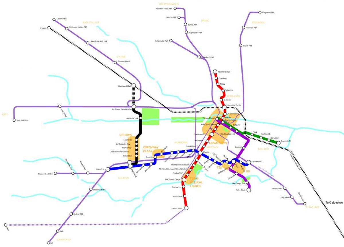 metro ferroviario Houston mapa