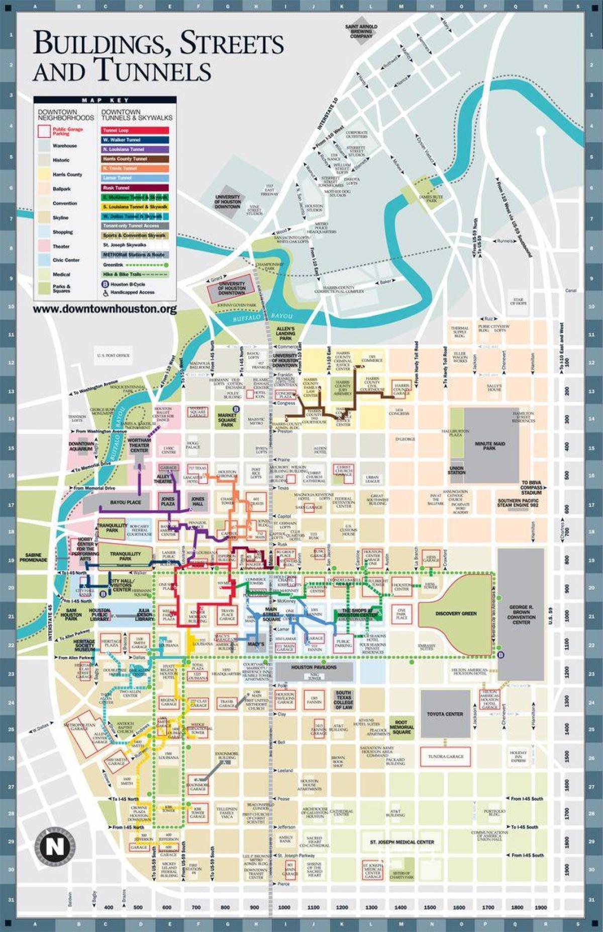 centro de Houston túnel mapa