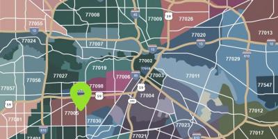 Houston mapa coa zip codes