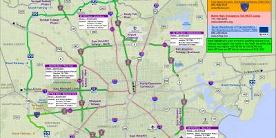 Mapa de Houston estradas con peaxe