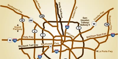 Mapa de estradas Houston