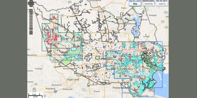 Mapa de inundacións en Houston