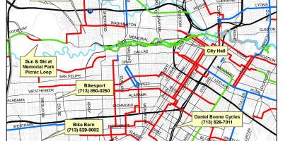 Rutas bicicleta de Houston mapa