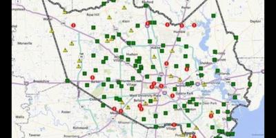 Mapa de áreas inundadas en Houston