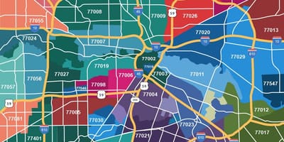 Mapa de Houston texas área